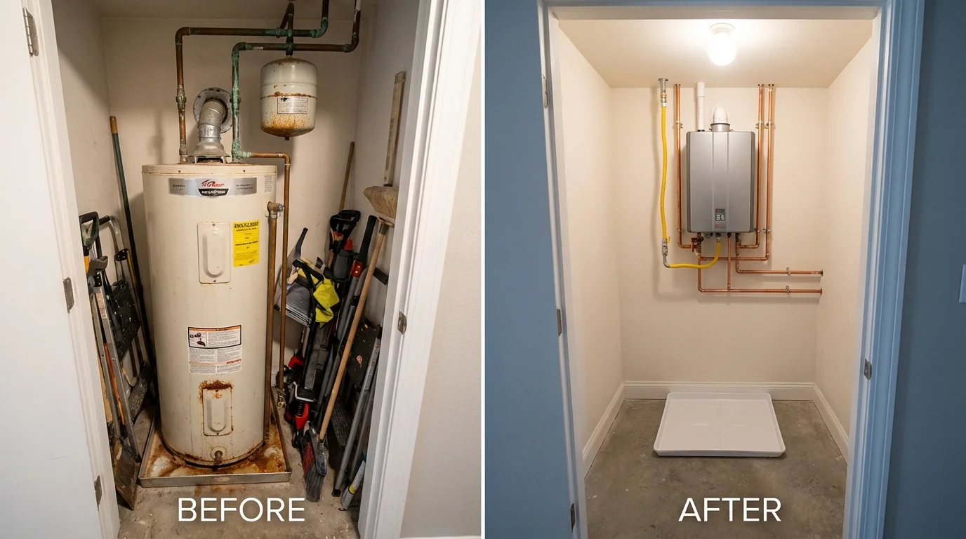 Tank water heater versus wall-mounted tankless unit comparison for Campbelltown, PA homeowners